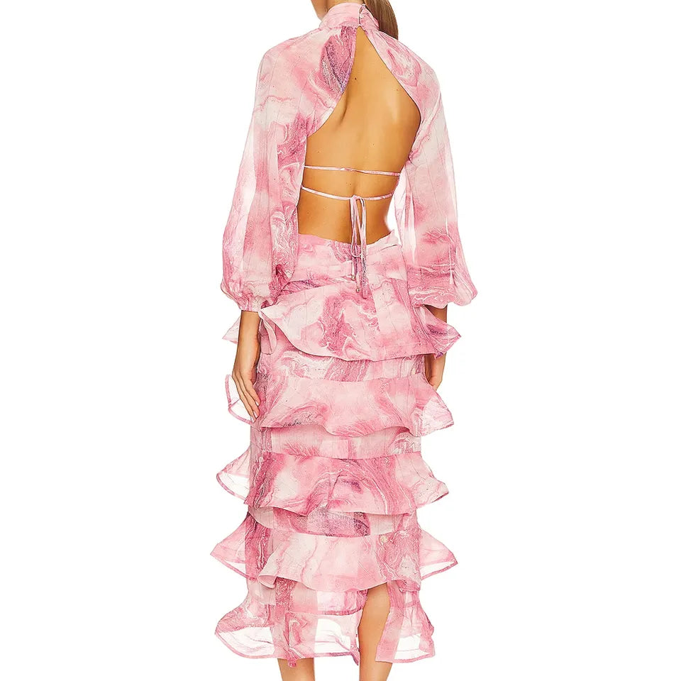 Pink Ruffled Summer Dress