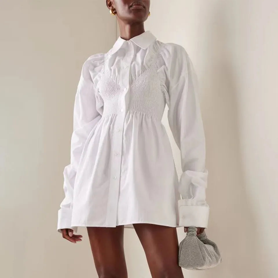 Custom Shirt Pleated Dress